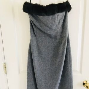 NWOT Shoshanna Gray Tweed Fur Hourglass Dress 6